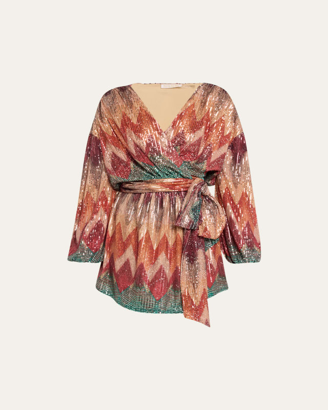 Michaela Embellished Chevron Mini Dress