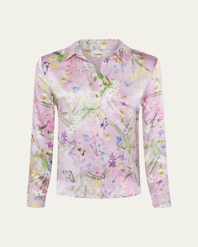 Tyler Floral Butterfly Silk Blouse