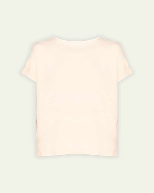 Soft Touch Metallic Cap-Sleeve Crewneck Top