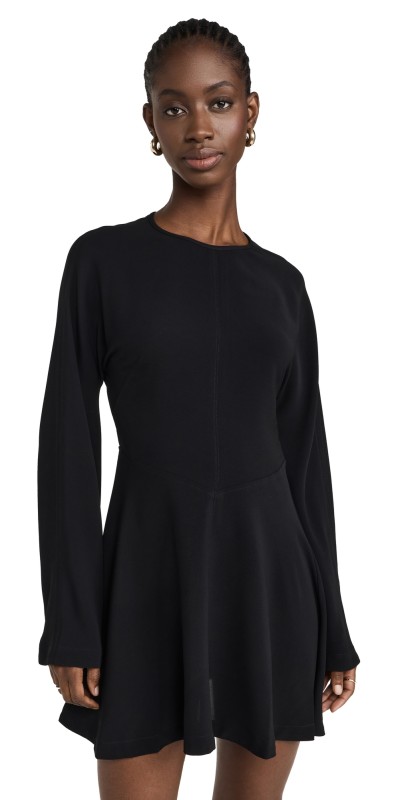 La Ligne Short Fit and Flare Dolman Sleeve Dress Black