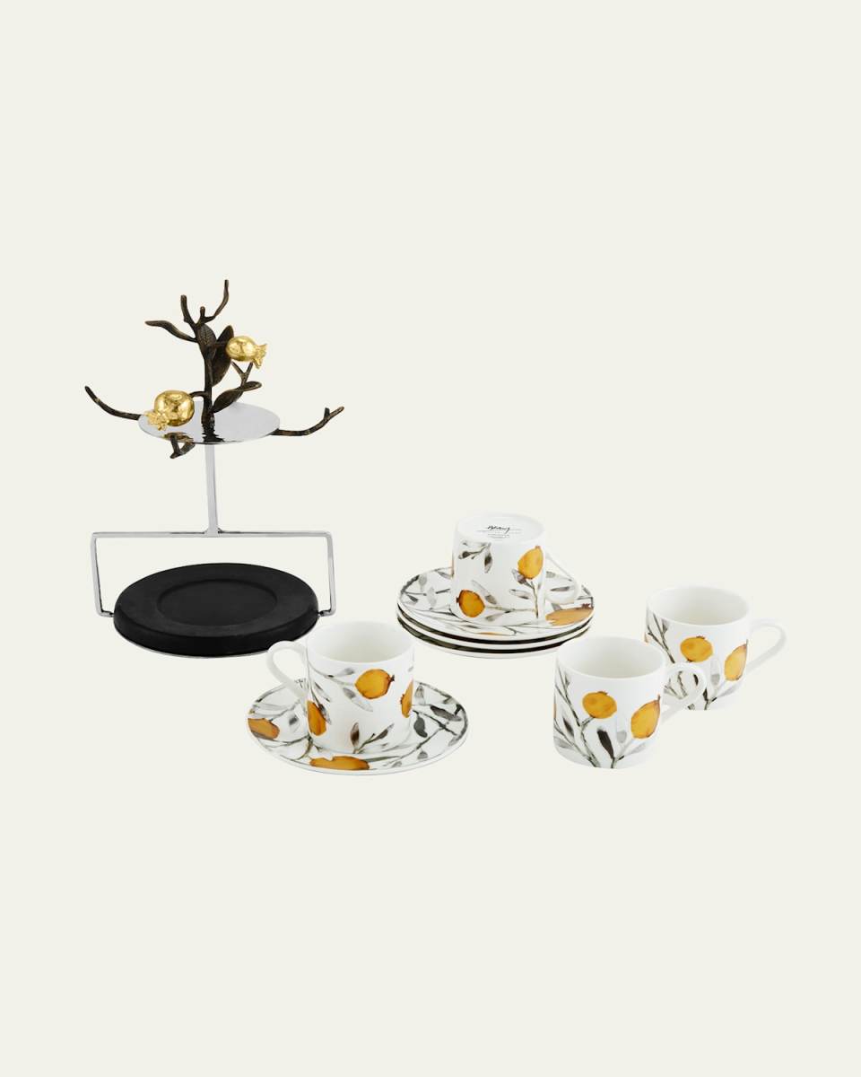 Pomegranate Demitasse Set with Stand