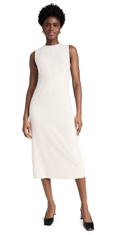Vince Crew Neck Sheath Dress Off White
