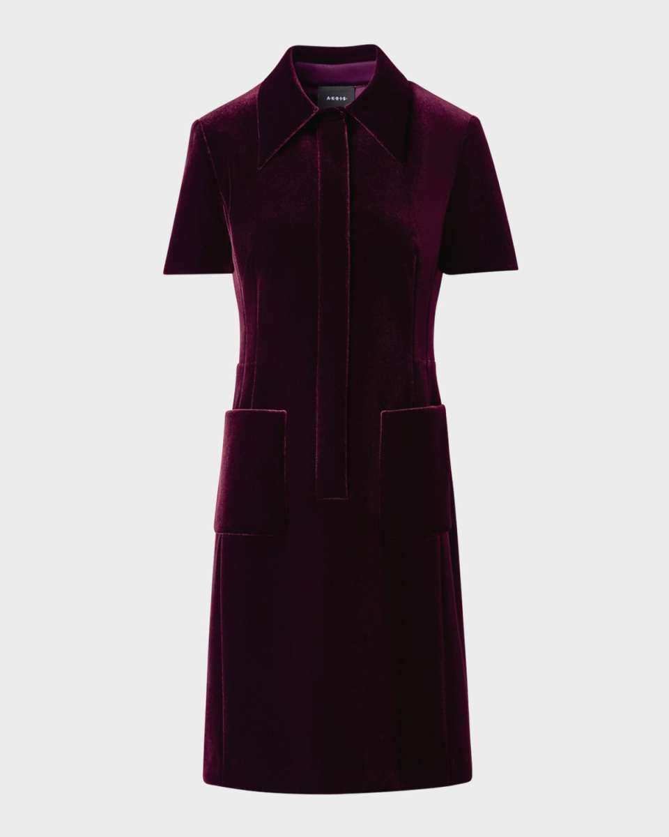Neoprene Velvet Shirtdress