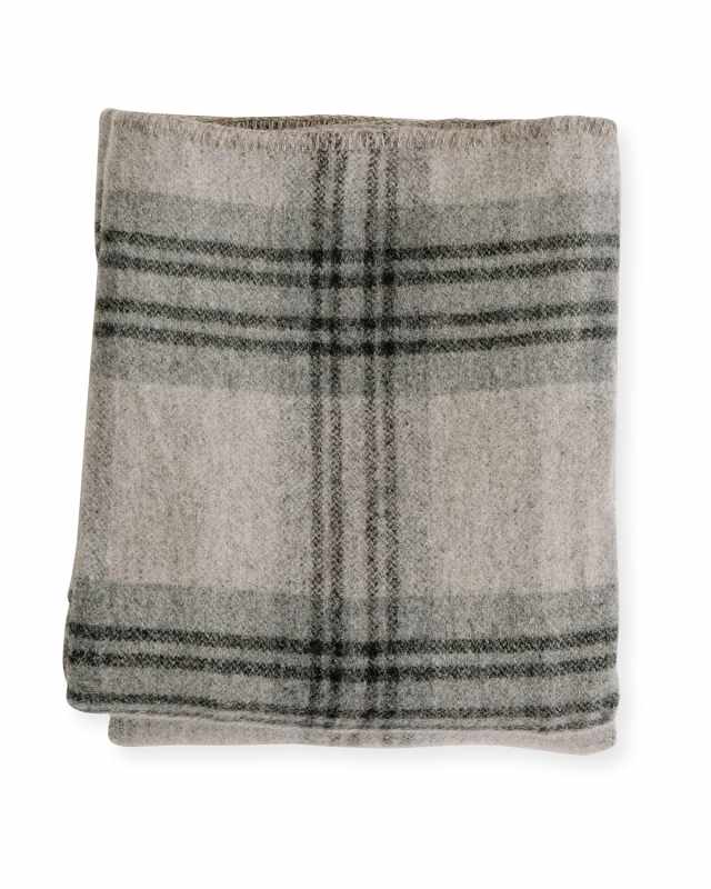 Plaid Merino Wool Blanket, Fog Ledg