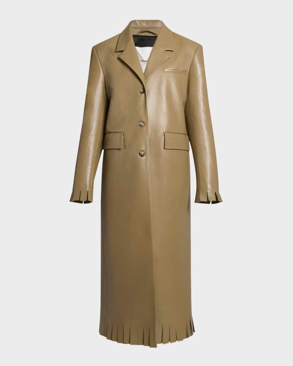 Nikoline Fringe Alt-Leather Trench Coat