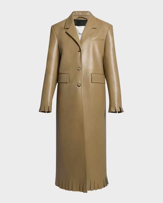 Nikoline Fringe Alt-Leather Trench Coat