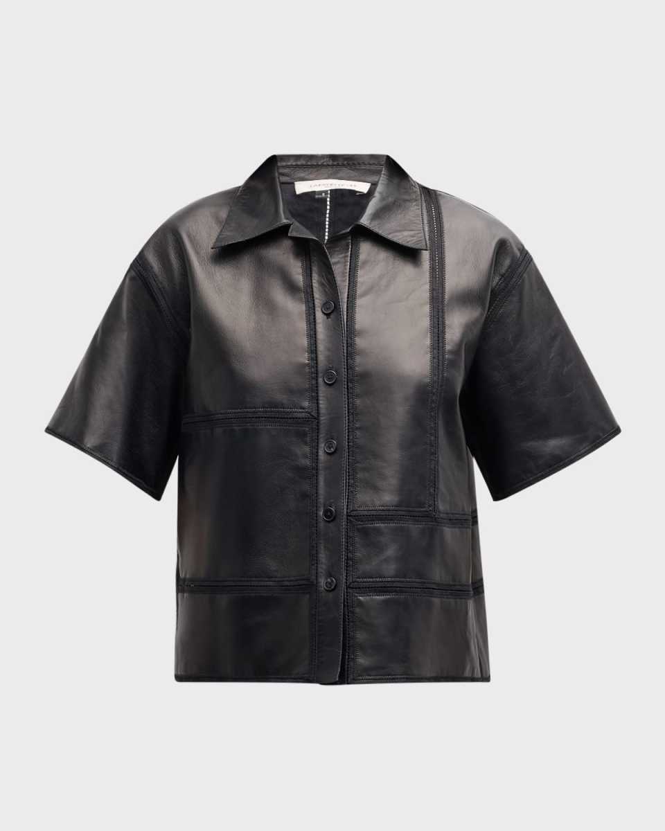 Block Panel Nappa Leather Shirt