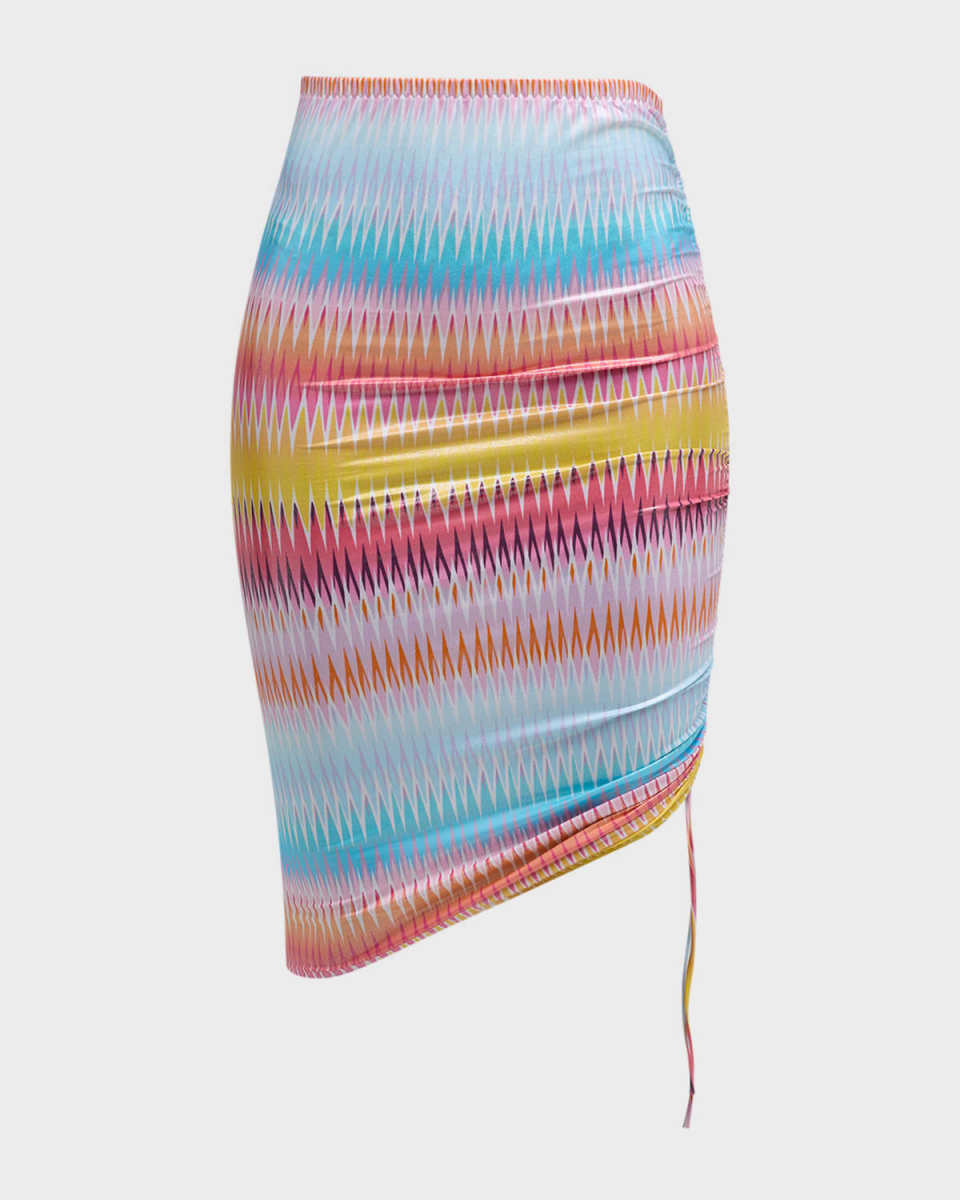 Multi Degrade Fether Mini Skirt
