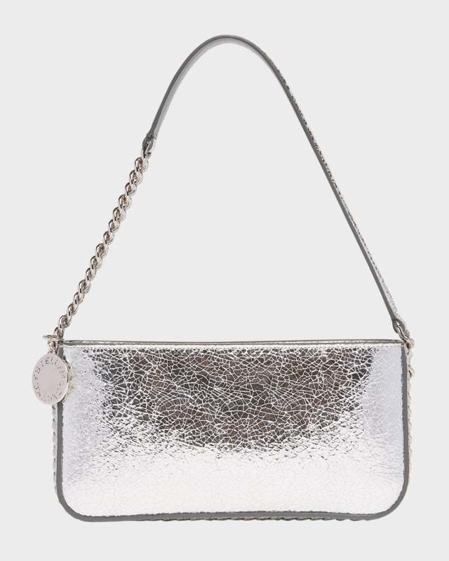 Frayme Crackled Metallic Alt-Leather Chain Shoulder Bag