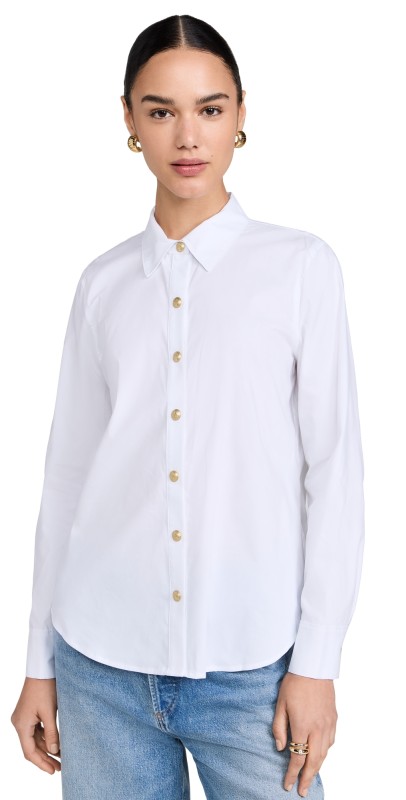 L'AGENCE Ellery Long Sleeve Blouse White/Gold