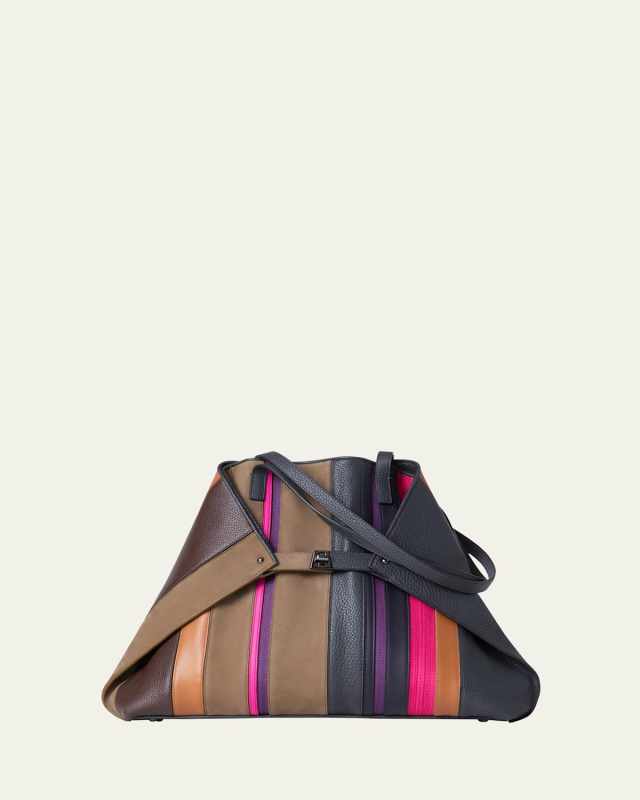 Ai Medium Striped Horsehair Tote Bag