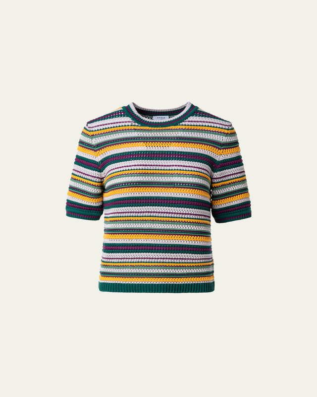 Crochet Knit Chair Striped Pullover