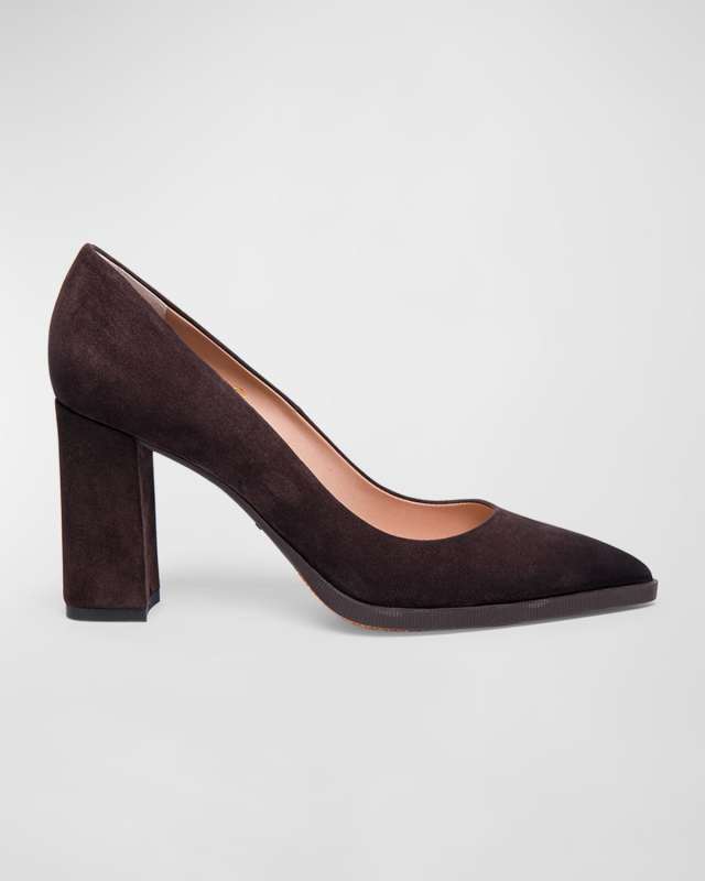 Estelle Suede Block-Heel Pumps