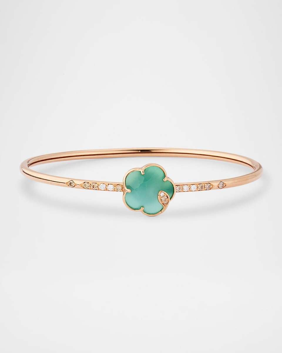 Ton Joli 18K Rose Gold Diamond and Moonstone-Agate Bangle Bracelet