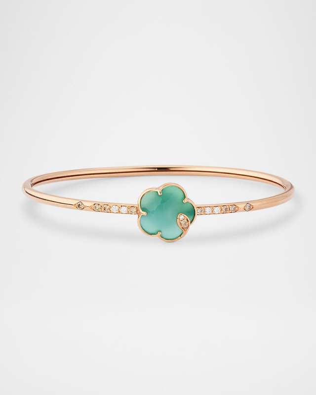 Ton Joli 18K Rose Gold Diamond and Moonstone-Agate Bangle Bracelet