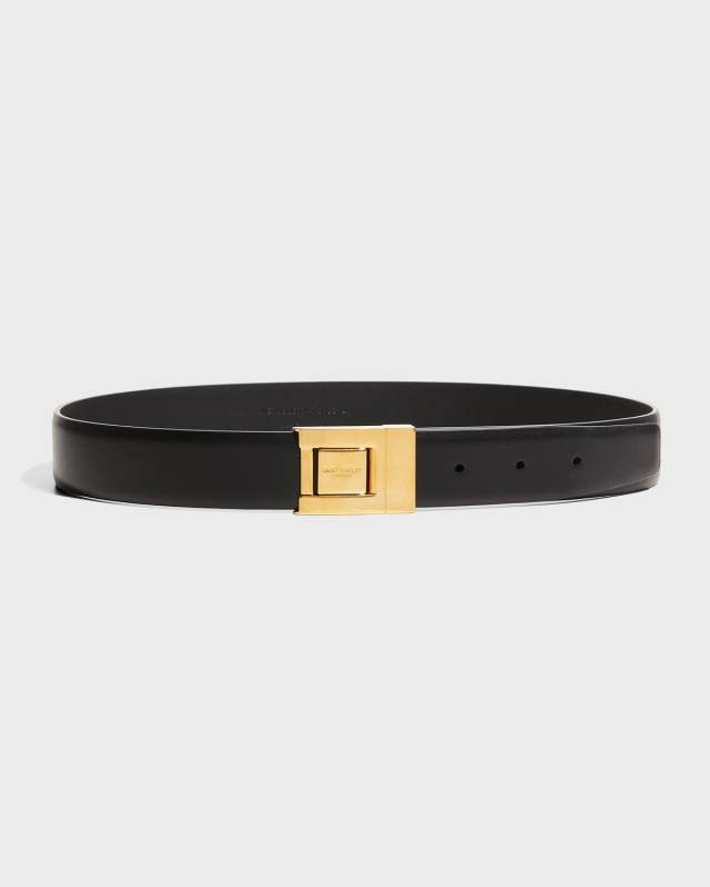 YSL Square Buckle Leather Belt