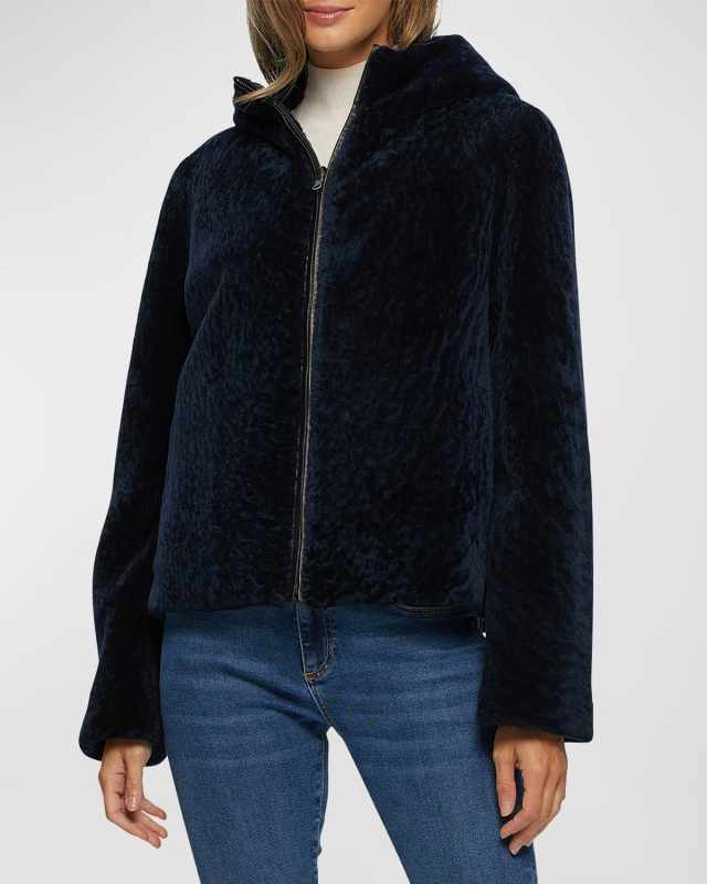 Reversible Shearling Lamb Zip Parka Jacket