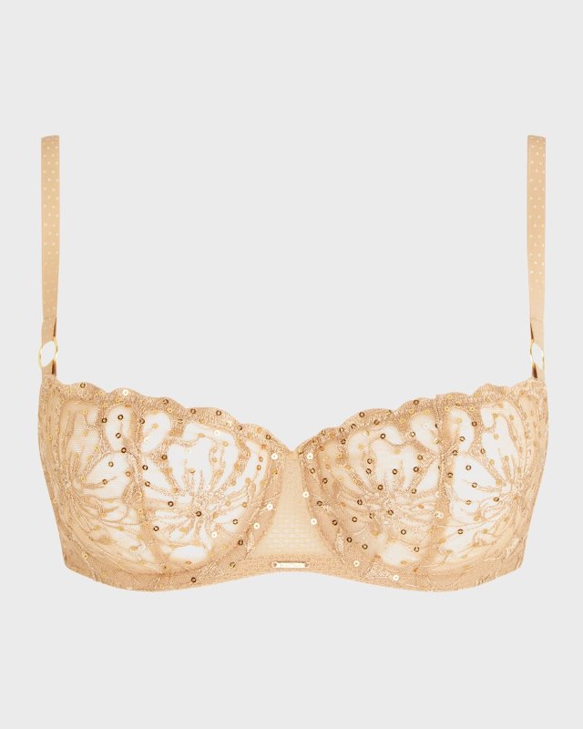 Fleurs Velvet Applique Demi Bra