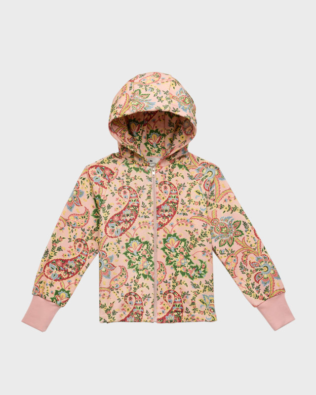 Girl's Paisley & Floral-Print Hoodie, Size 4-10