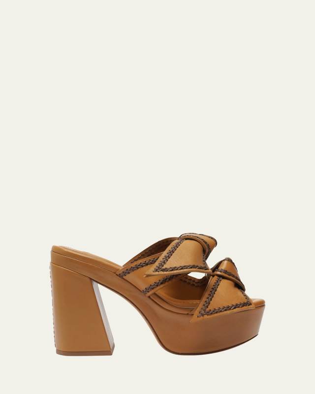 Clarita Dual-Bow Platform Slide Sandals