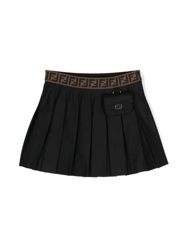logo-waistband pleated skirt