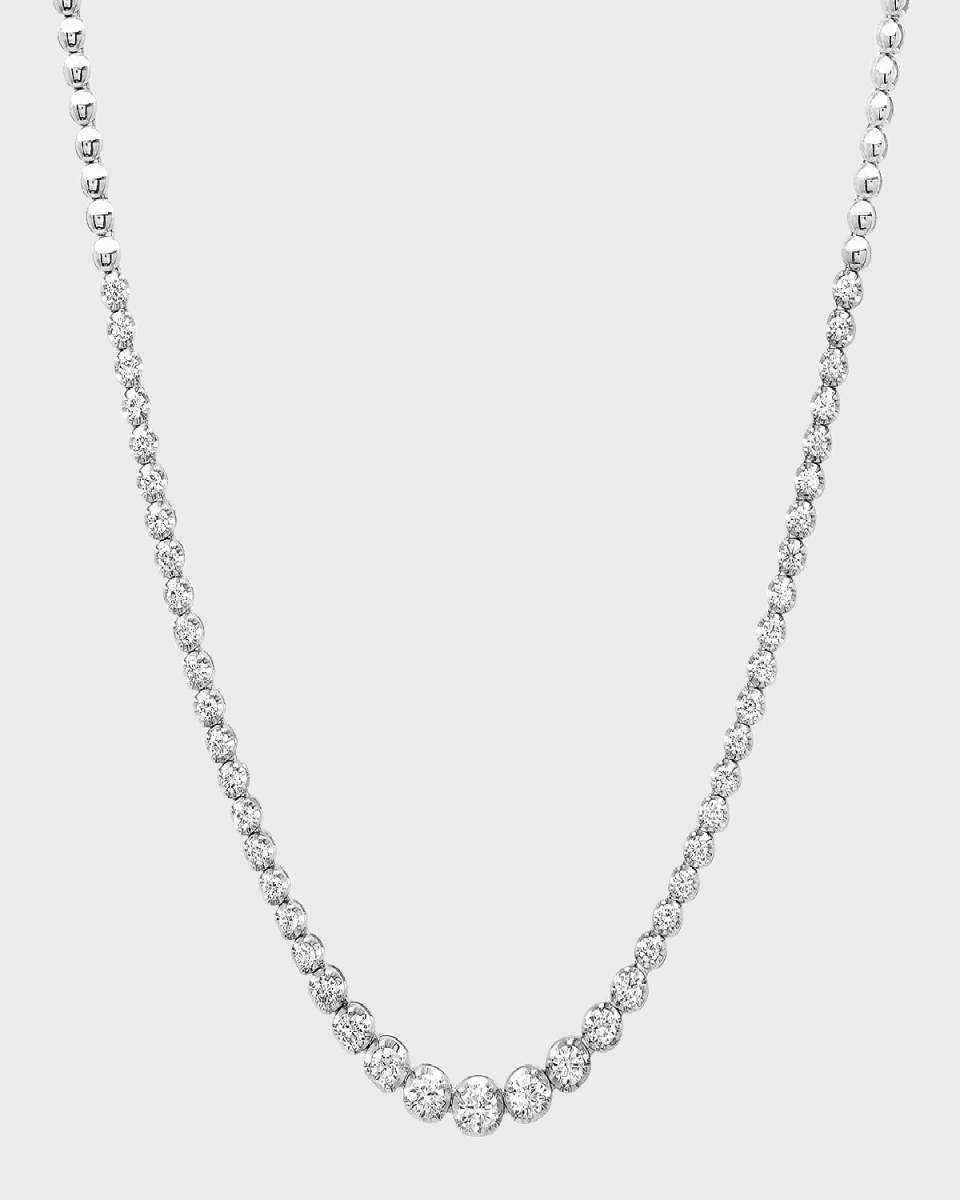 18k White Gold Graduated Diamond Tennis Necklace