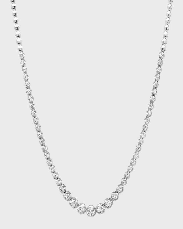 18k White Gold Graduated Diamond Tennis Necklace