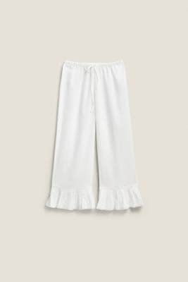 ZARA COTTON PANTS WITH A RUFFLE TRIM