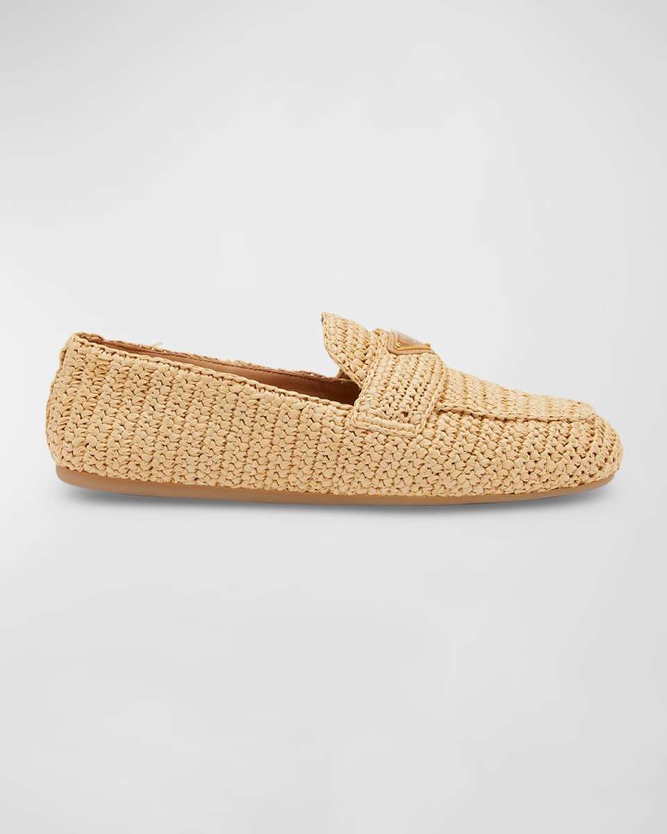 Raffia Slip-On Loafers
