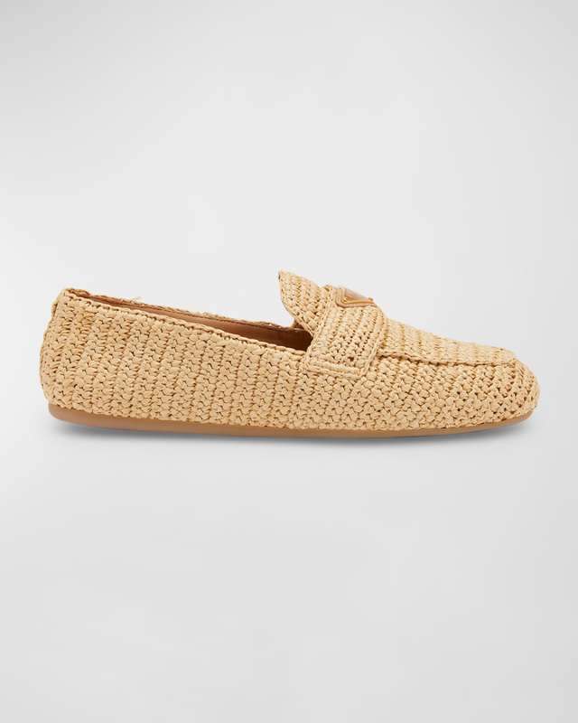 Raffia Slip-On Loafers