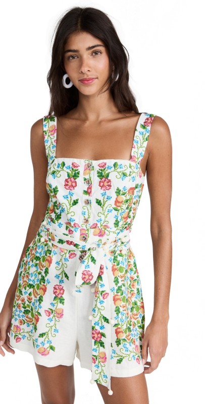 FARM Rio Tropical Romance Off White Romper TROPICAL ROMANCE OFF-WHITE