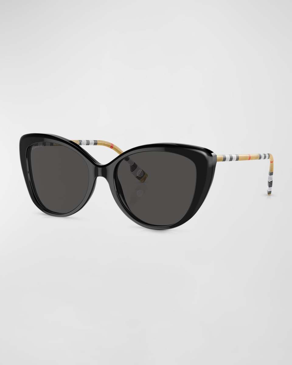 Two-Tone Check Acetate Cat-Eye Sunglasses