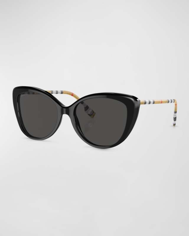 Two-Tone Check Acetate Cat-Eye Sunglasses