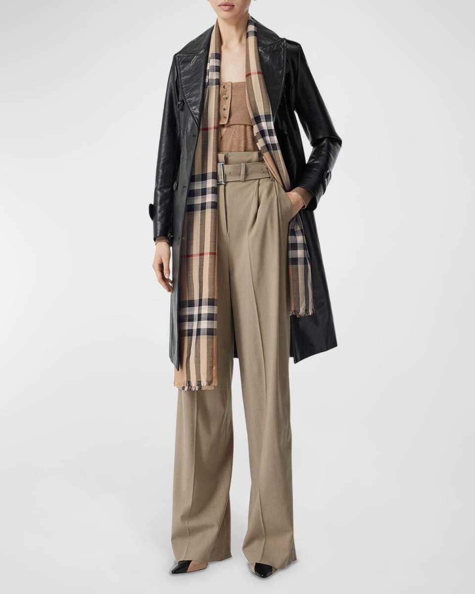 Giant Check Gauze Scarf