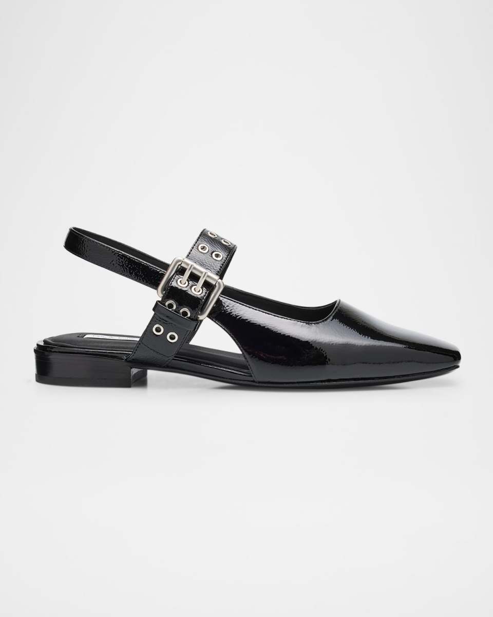 Astra Houndstooth Buckle Slingback Ballerina Flats