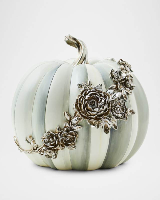 Sterling Stripe Silver Floral Garland Pumpkin Fall Decor