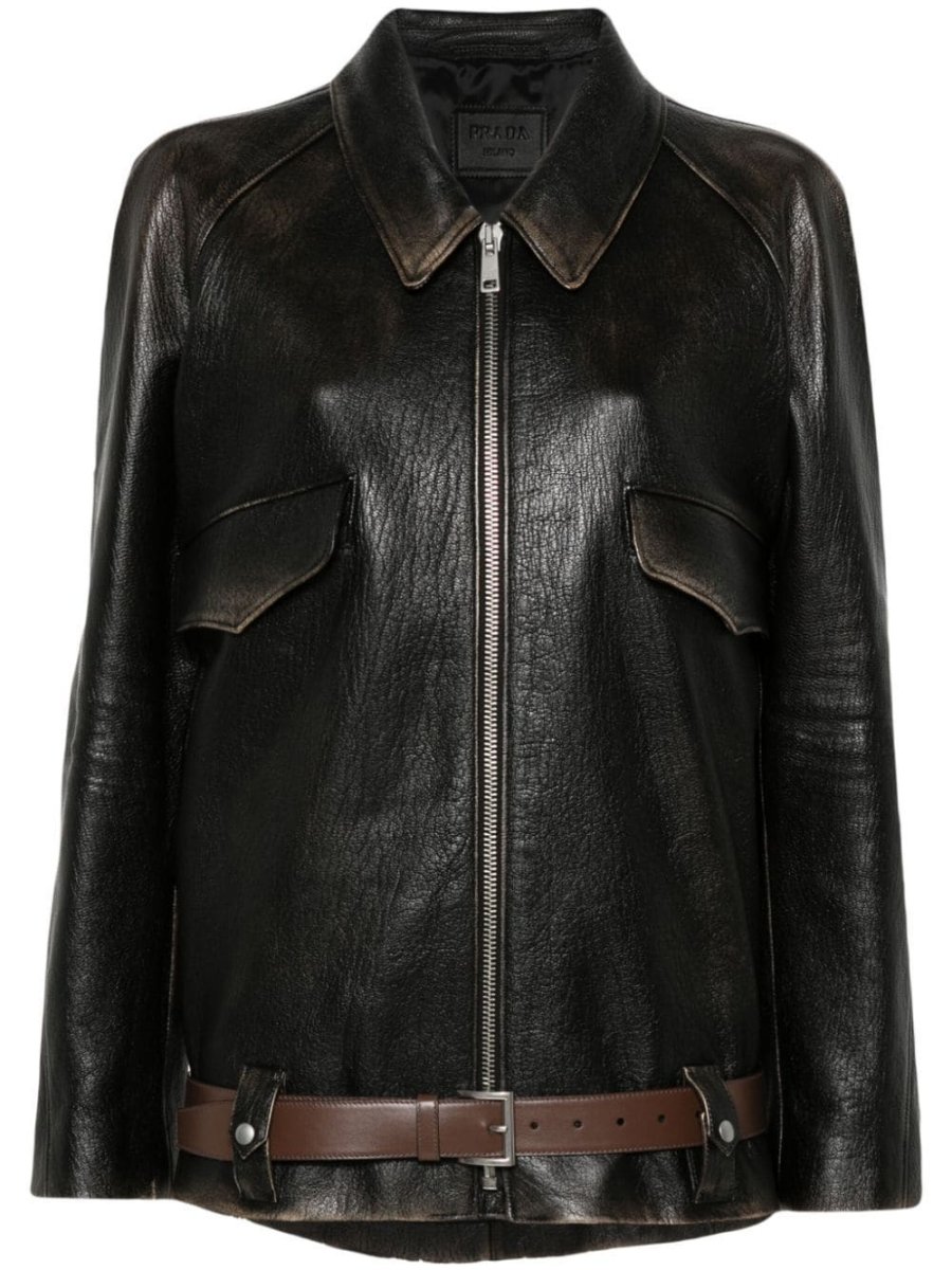 belted leather jacket