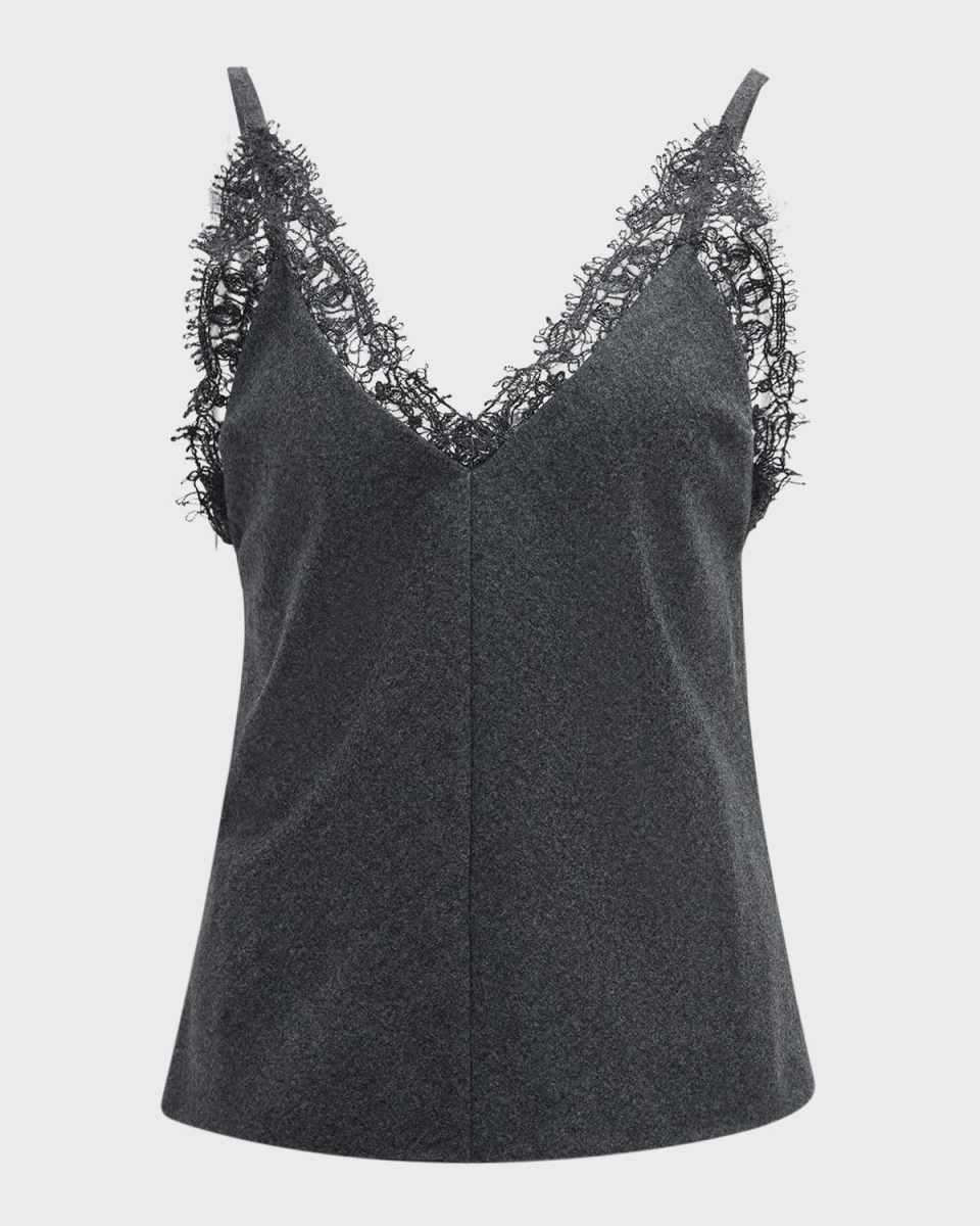 Lace Trim Wool Flannel Tank