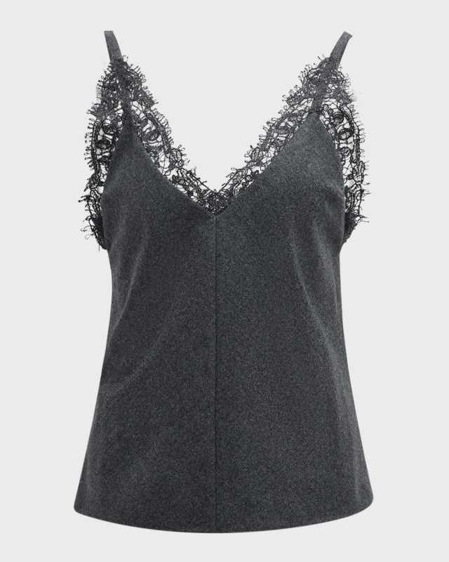 Lace Trim Wool Flannel Tank