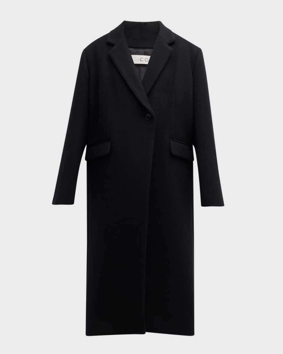 Single-Breasted Long Wool Coat