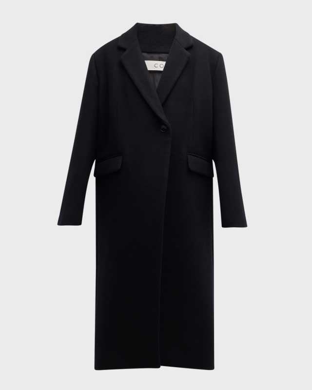 Single-Breasted Long Wool Coat