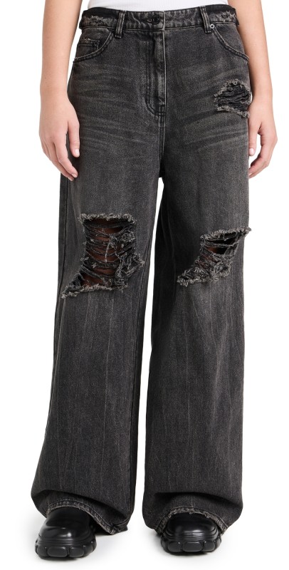 Juun. J Destroyed Denim Jeans Black