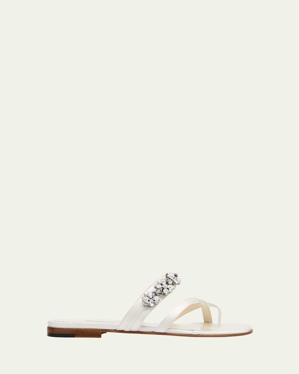 Perlusa Satin Crystal Slide Sandals