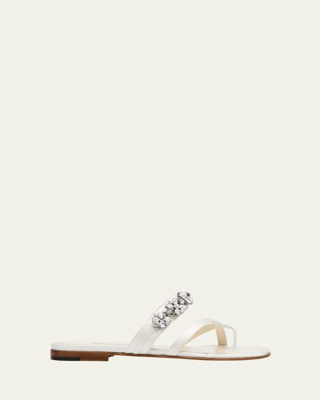 Perlusa Satin Crystal Slide Sandals