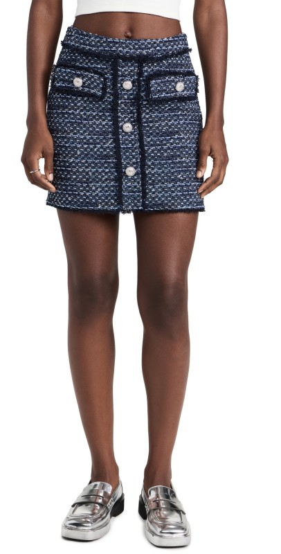 Generation Love Sandra Tweed Skirt Navy Melange