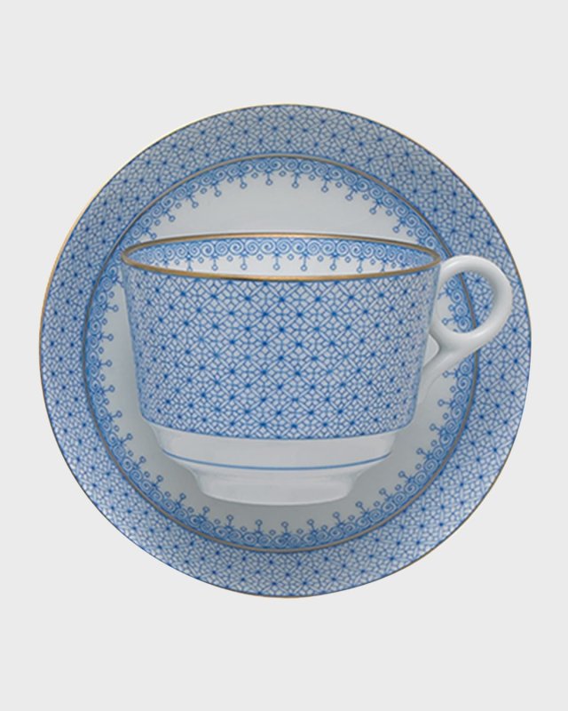 Cornflower Lace Teacup & Saucer Plate