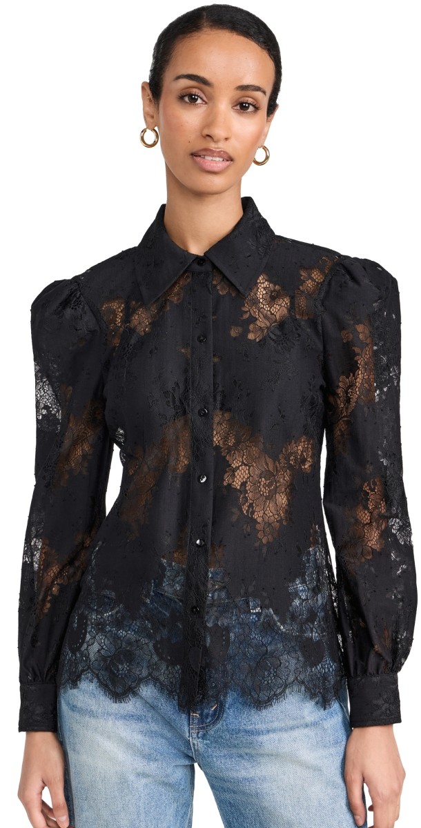 L'AGENCE Jenica Lace Blouse Black