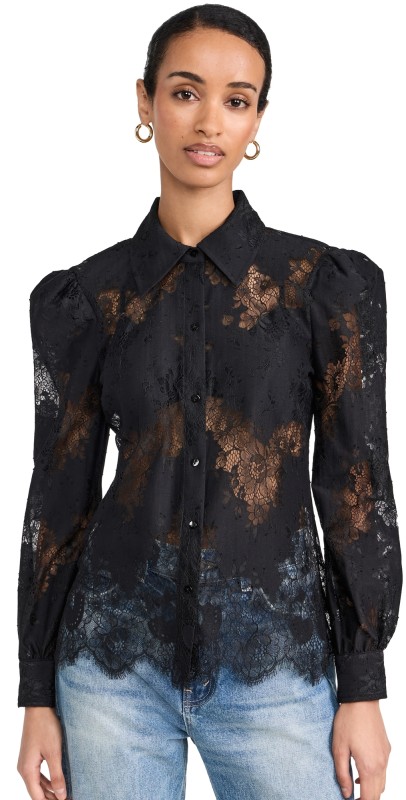 L'AGENCE Jenica Lace Blouse Black
