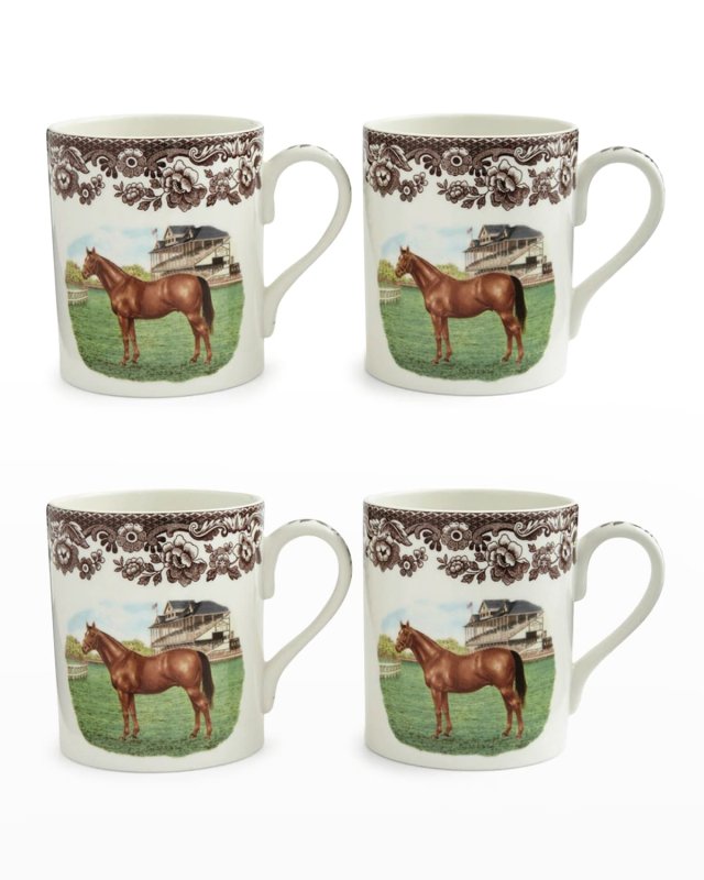 Thoroughbred Horse Mug, Set of 4