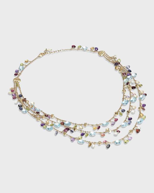 18k Yellow Gold Three-Strand Amethyst Paradise Necklace